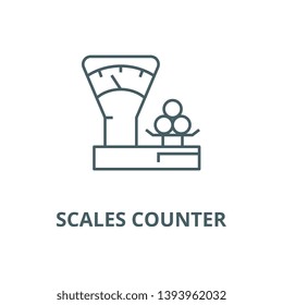 Scales counter,shop vector line icon, linear concept, outline sign, symbol