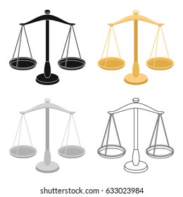 Scales a device for determining the weight. Weights for weighing jewelry. The gold scales are golden.