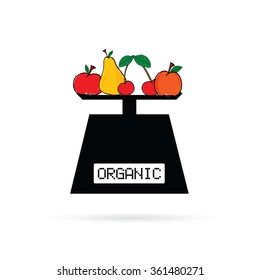 scales digital for food vector with fruit organic
