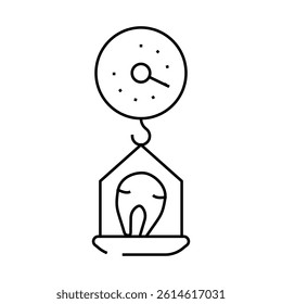 scales with fish line icon vector. scales with fish sign. isolated contour symbol black illustration