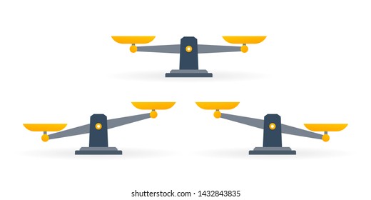 Scales, Flat design, Libra, vector illustration isolated on white background