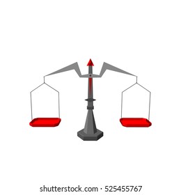 Scales in form of abstract bird. Isolated on white background. 3d Vector illustration.