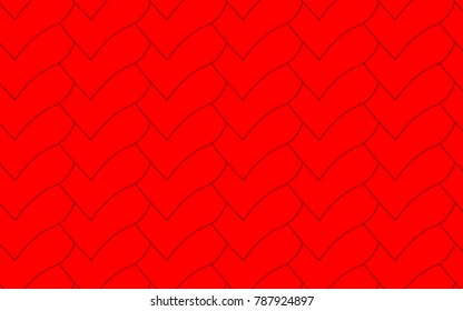 Scales in the form of red, beautiful, overlapping hearts, background, vector illustration. Pattern.
