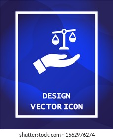 scales in his hand icon , lorem ipsum Flat design