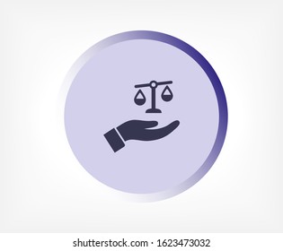 scales in his hand icon , lorem ipsum Flat design