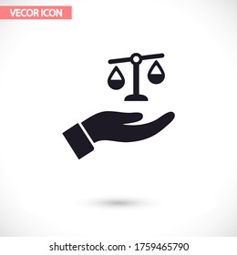 scales in his hand icon , lorem ipsum Flat design