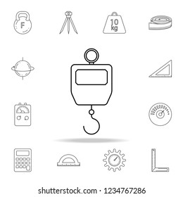 scales with a hook icon. Detailed set of measuring instruments icons. Premium graphic design. One of the collection icons for websites, web design, mobile app