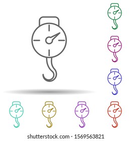 Scales with a hook multi color icon. Simple thin line, outline vector of web icons for ui and ux, website or mobile application
