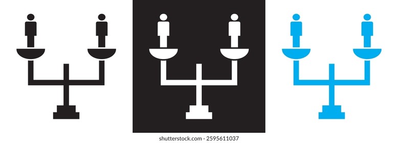  Scales human people icon. Isolated on white, and black background. Vector illustration. EPS 10