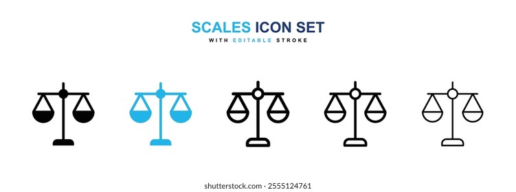 Scales icon collection in black and blue colors