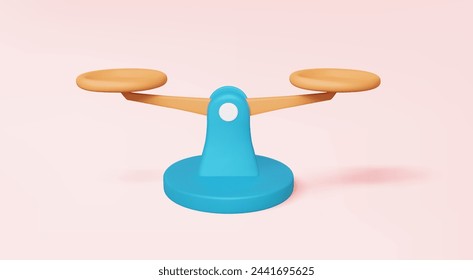 Scales icon comparison fairness weight liberty balance isolated on pink pastel background. cartoon minimal sytle, law, justice. Eps 10 vector. 3d render illustration