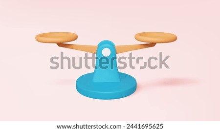 Scales icon comparison fairness weight liberty balance isolated on pink pastel background. cartoon minimal sytle, law, justice. Eps 10 vector. 3d render illustration