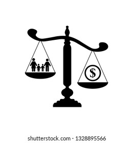 scales icon. family is more important than money concept vector family icon