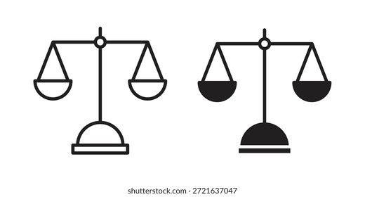 Scales icon in filled, thin line, stroke style for website and apps