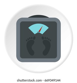Scales icon in flat circle isolated on white vector illustration for web