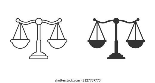 Scales icon in flat style. Libra vector illustration on isolated background. Mass comparison sign business concept.