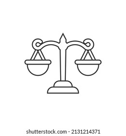 Scales icon in flat style. Libra vector illustration on isolated background. Mass comparison sign business concept.