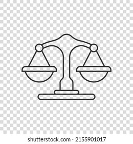 Scales Icon In Flat Style. Libra Vector Illustration On Isolated Background. Mass Comparison Sign Business Concept.