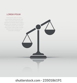 Scales icon in flat style. Libra vector illustration on isolated background. Mass comparison sign business concept.