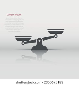 Scales icon in flat style. Libra vector illustration on isolated background. Mass comparison sign business concept.