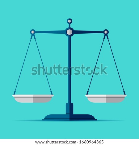 Scales icon in flat style. Libra symbol, balance sign. Vector design element for you project on color background