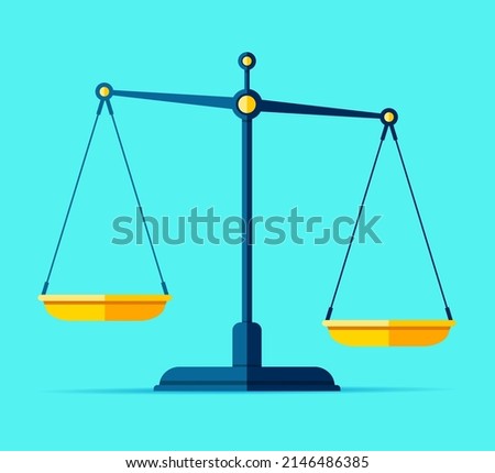 Scales icon in flat style. Libra symbol, balance sign. Vector design element for you project on color background