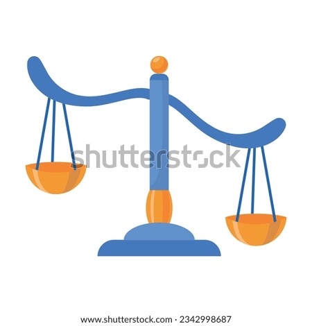 Scales icon in flat style. Libra symbol, balance sign. Vector design element isolated on white background
