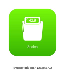 Scales icon green vector isolated on white background