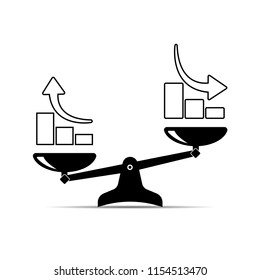 scales icon. growth up and growth down. vector flat illustration
