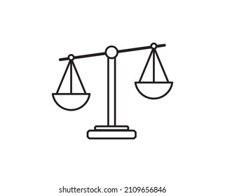 Icono de escalas aisladas en fondo blanco. justicia, símbolo de abogado. Ilustración vectorial.