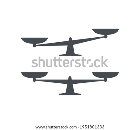 Scales icon isolated on white. Scales icon isolated on white. Balance and imbalance of scales vector illustration