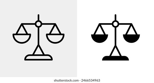 Scales icon. Law and justice symbol. Judgement sign. Equality vector illustration isolated.