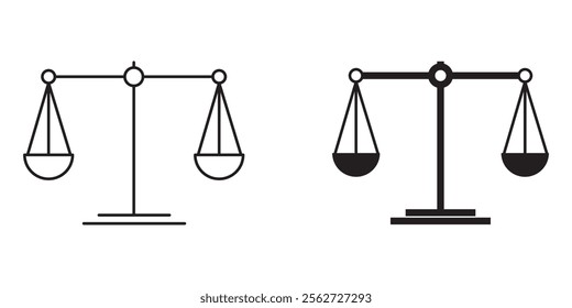 Scales icon. Law and justice symbol. Judgement sign. Equality vector illustration isolated.