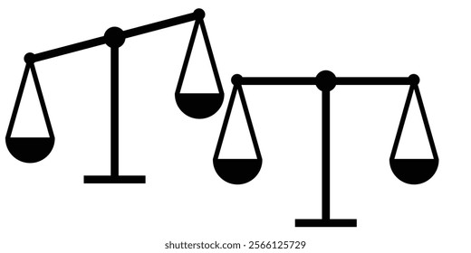 Scales icon. Law and justice symbol. Judgement sign. Equality. Weight scale sign and symbol. Law scale icon. Justice sign. 