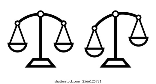 Scales icon. Law and justice symbol. Judgement sign. Equality. Weight scale sign and symbol. Law scale icon. Justice sign. 