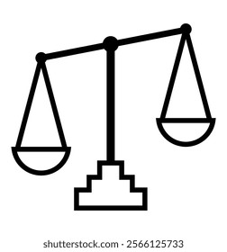 Scales icon. Law and justice symbol. Judgement sign. Equality. Weight scale sign and symbol. Law scale icon. Justice sign. 