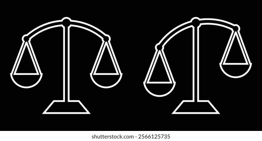 Scales icon. Law and justice symbol. Judgement sign. Equality. Weight scale sign and symbol. Law scale icon. Justice sign. 