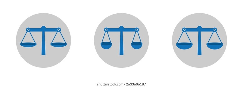 Scales icon. Law and justice symbol. Judgement sign. Equality vector illustration isolated.