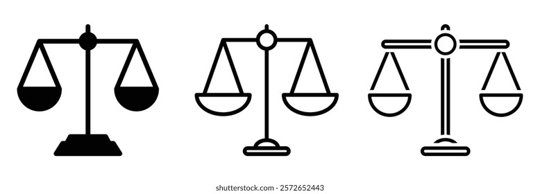 Scales icon. Law scale icon set. Scales of justice icon. Vector illustration.