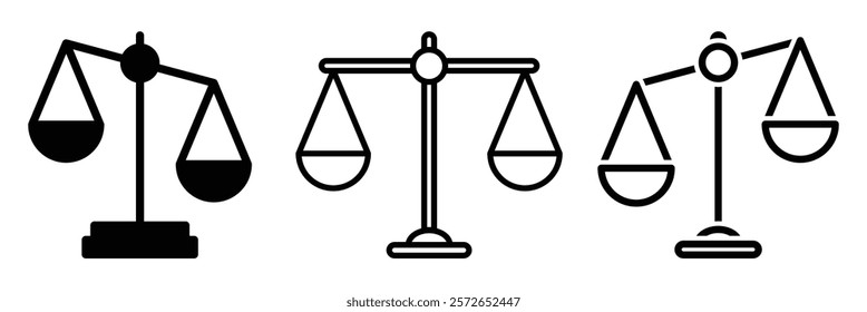 Scales icon. Law scale icon set. Scales of justice icon. Vector illustration.