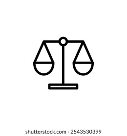 Dimensiona o design do logotipo do ícone. Ícone da escala de lei. Símbolo e sinal de justiça