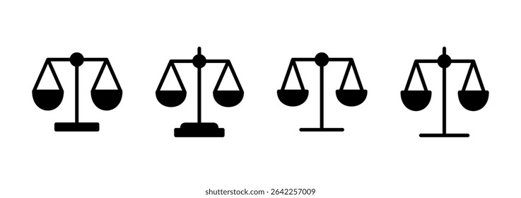 Dimensiona o design do logotipo do ícone. Ícone da escala de lei. Símbolo e sinal de justiça