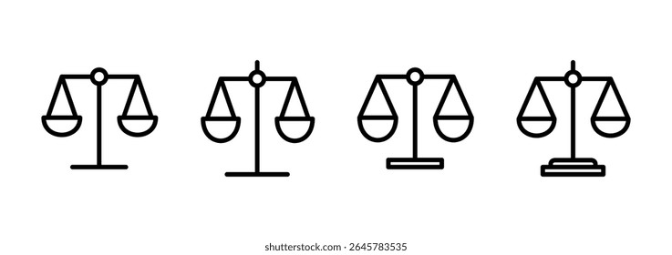 Dimensiona o design do logotipo do ícone. Ícone da escala de lei. Símbolo e sinal de justiça