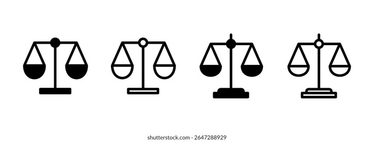Dimensiona o design do logotipo do ícone. Ícone da escala de lei. Símbolo e sinal de justiça