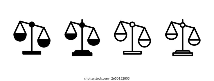 Dimensiona o design do logotipo do ícone. Ícone da escala de lei. Símbolo e sinal de justiça