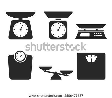 Scales icon, logo isolated on white background stock illustration. Food scale icon design template vector isolated illustration stock illustration. 