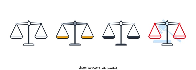 scales icon logo vector illustration. scales of justice symbol template for graphic and web design collection