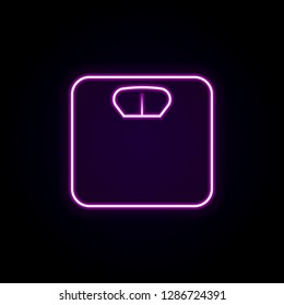 Scales icon in neon style. Simple glyph vector of Ban set for UI and UX, website or mobile application on dark gradient background