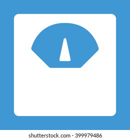 Scales icon on blue background.