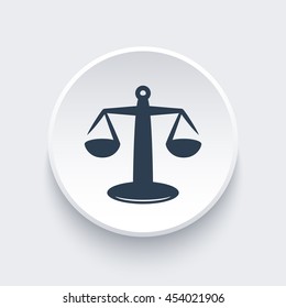 Scales icon on round shape, justice, risk, law